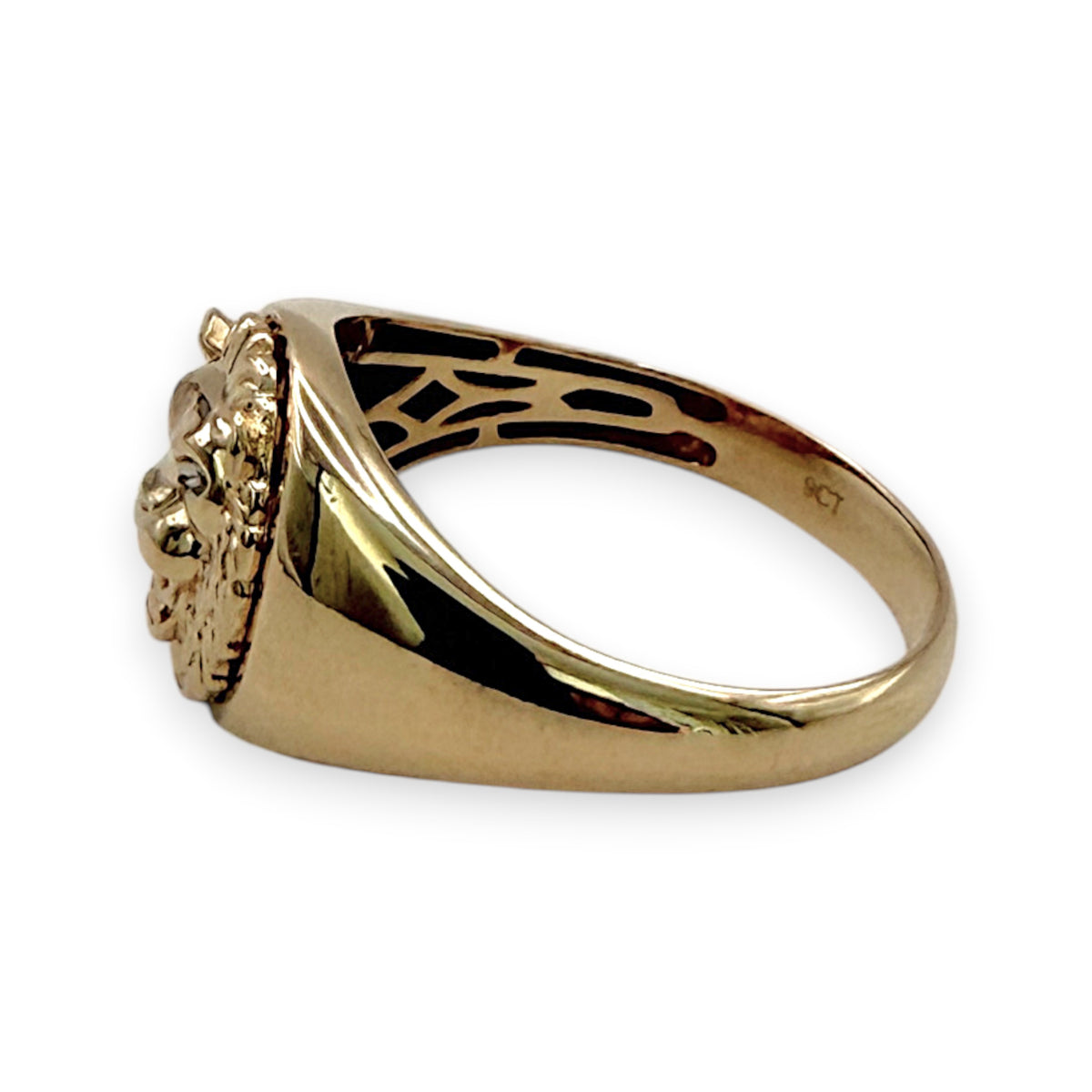 NZGD | 9ct Gold PROUDS Lion Head Signet Ring Size Y ½
