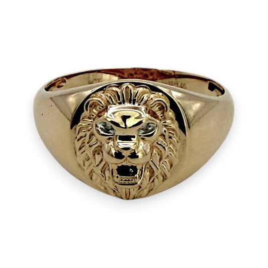 NZGD | 9ct Gold PROUDS Lion Head Signet Ring Size Y ½
