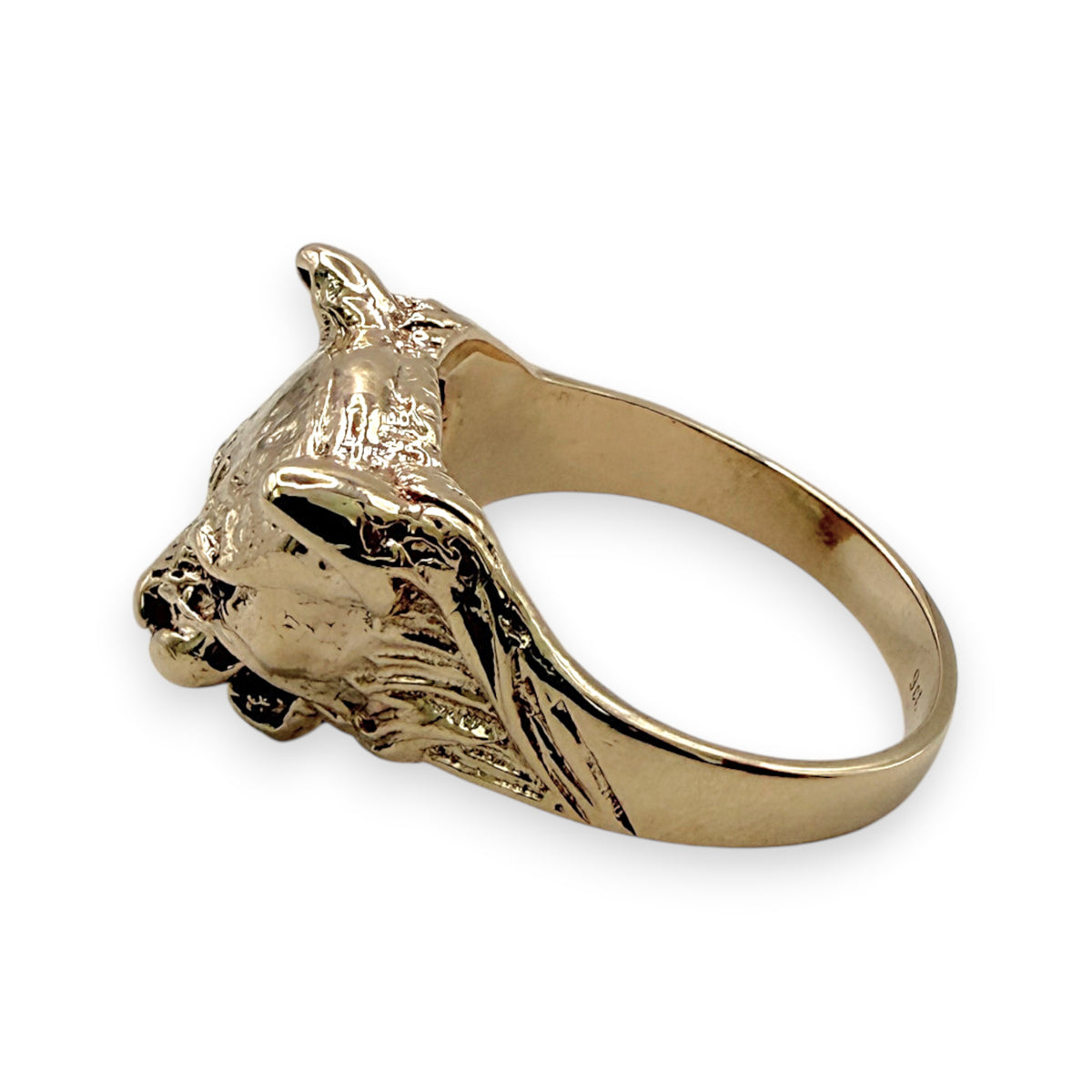 NZGD | 9ct Gold Panther Head Ring Artisan Finish Size T ½