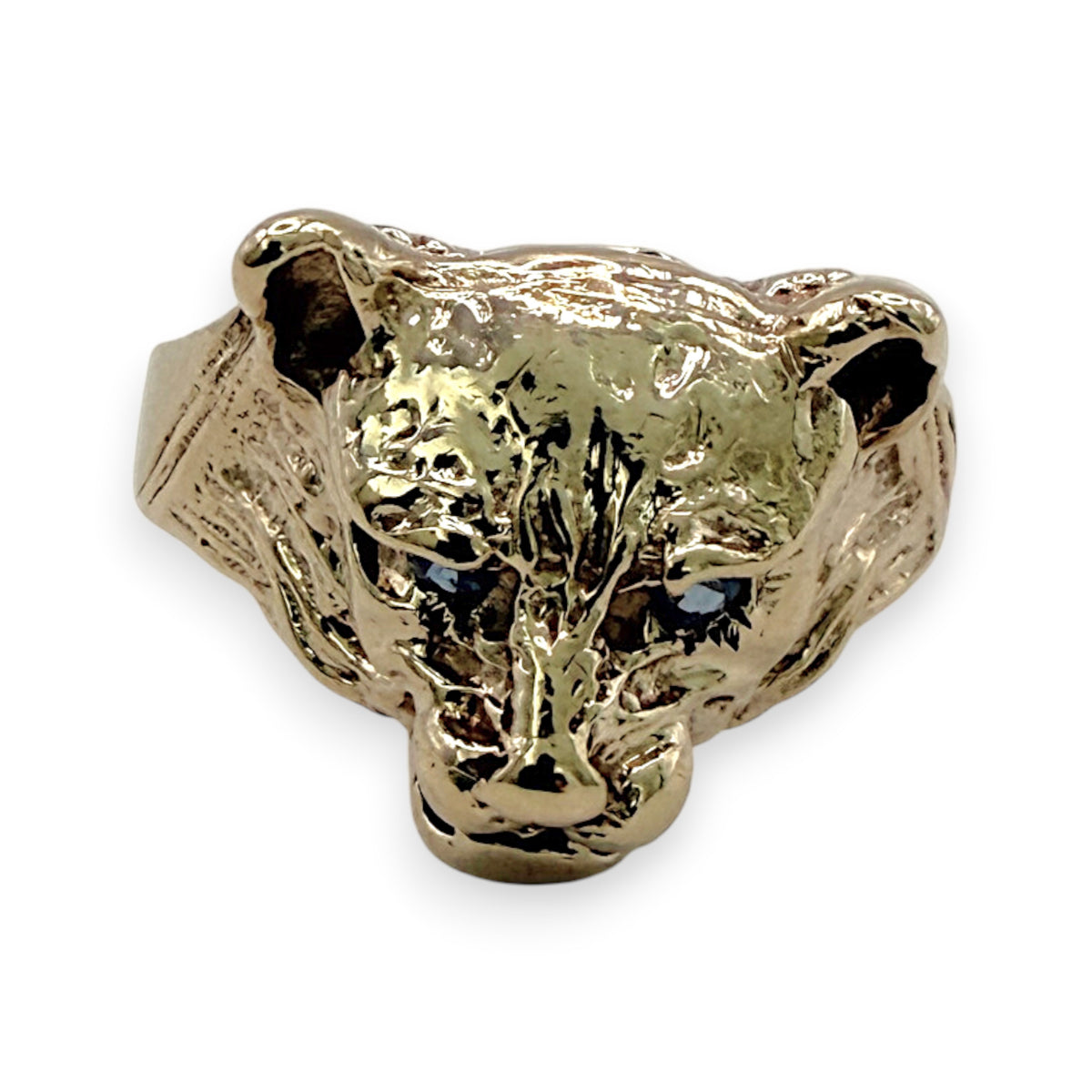 NZGD | 9ct Gold Panther Head Ring Artisan Finish Size T ½