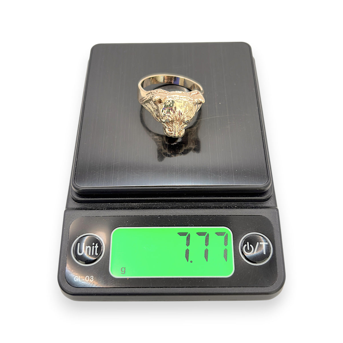 NZGD | 9ct Gold Panther Head Ring Artisan Finish Size T ½