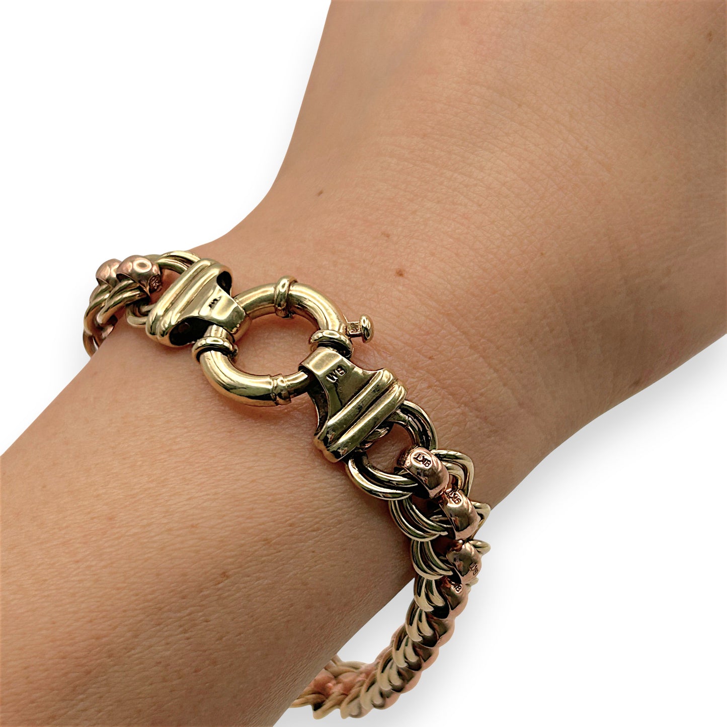 NZGD | 9ct R/Y Gold Aurora Rollo Curb Bracelet Valuation $10,500
