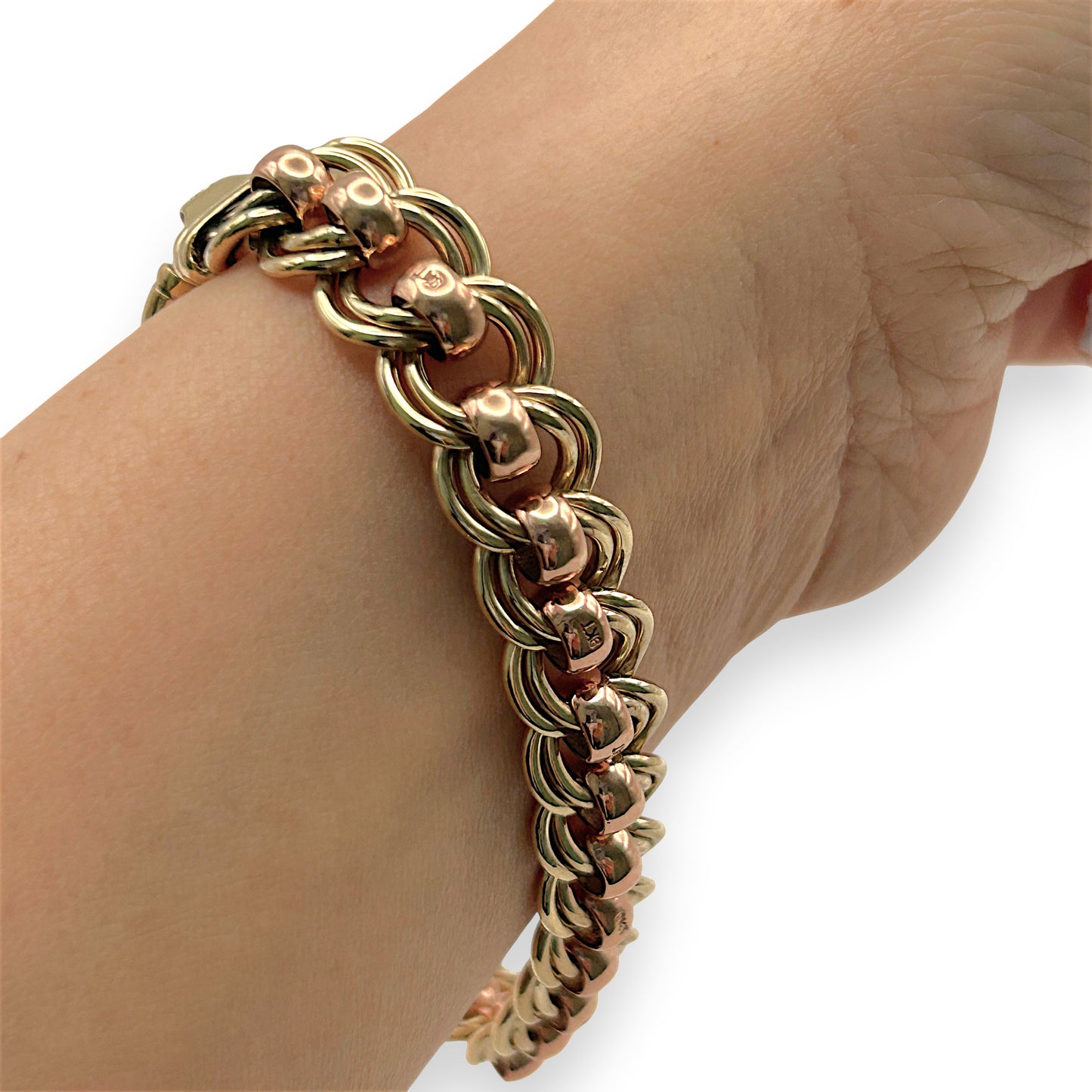 NZGD | 9ct R/Y Gold Aurora Rollo Curb Bracelet Valuation $10,500