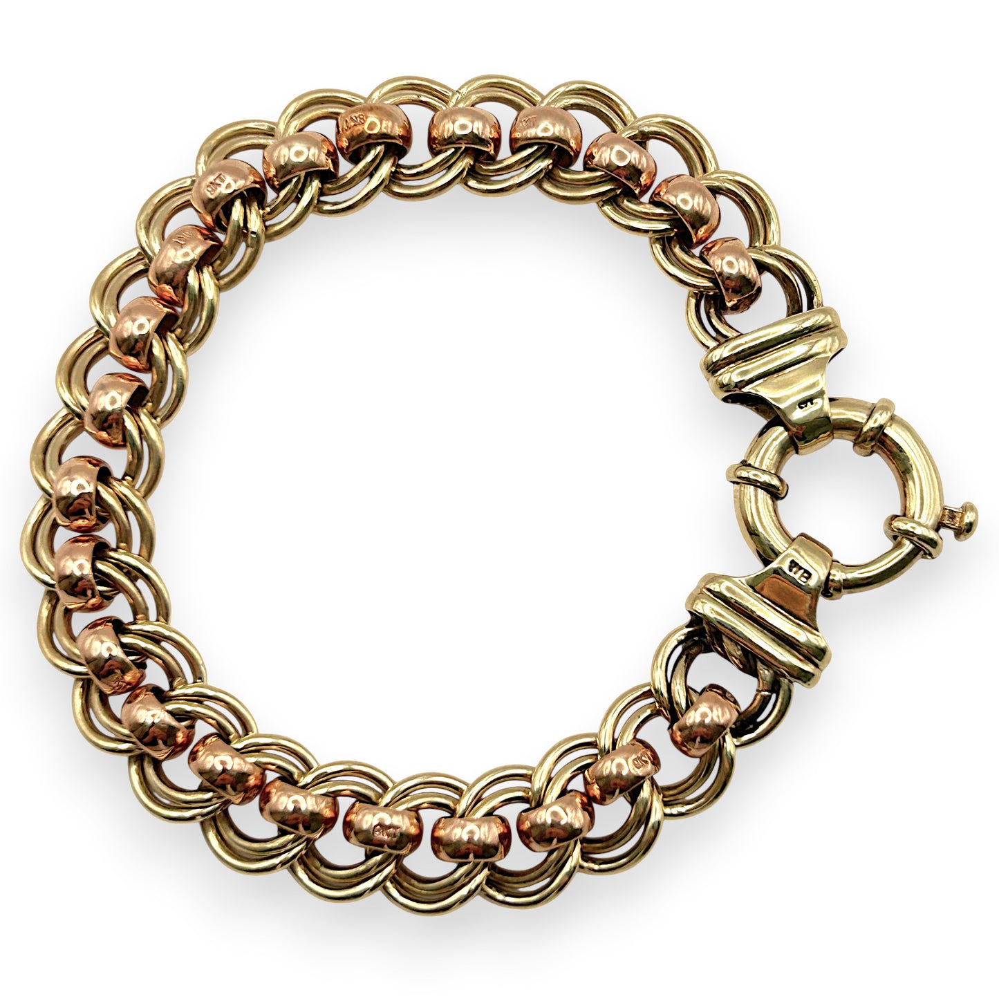 NZGD | 9ct R/Y Gold Aurora Rollo Curb Bracelet Valuation $10,500