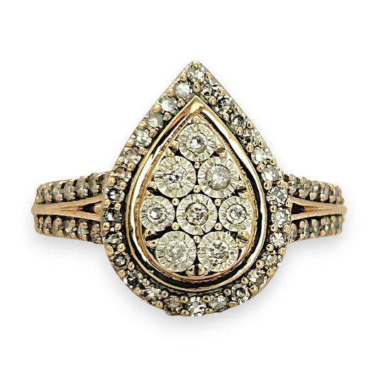 NZGD | 9ct Gold Starlit Teardrop Bloom Ring Valuation $1,850
