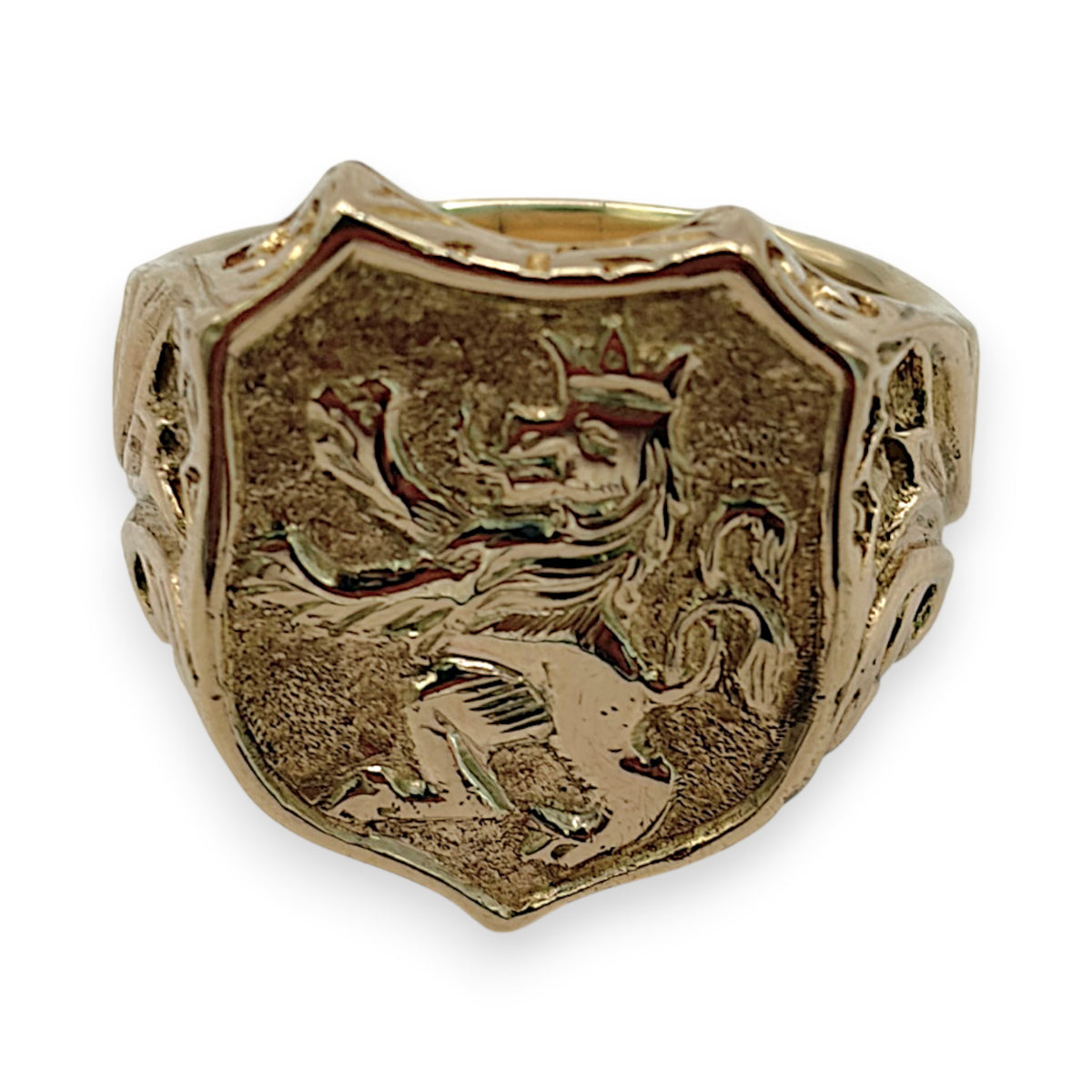 NZGD | 9ct Gold Crested Lion Signet Ring Size V