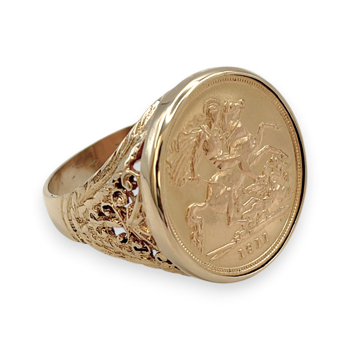 NZGD | 22ct 1911 Half Sovereign in 9ct Gold Ring Size V ½