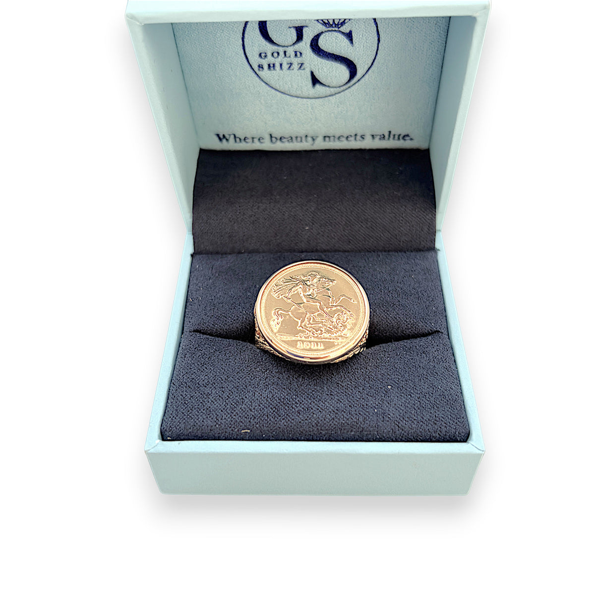 NZGD | 22ct 1911 Half Sovereign in 9ct Gold Ring Size V ½