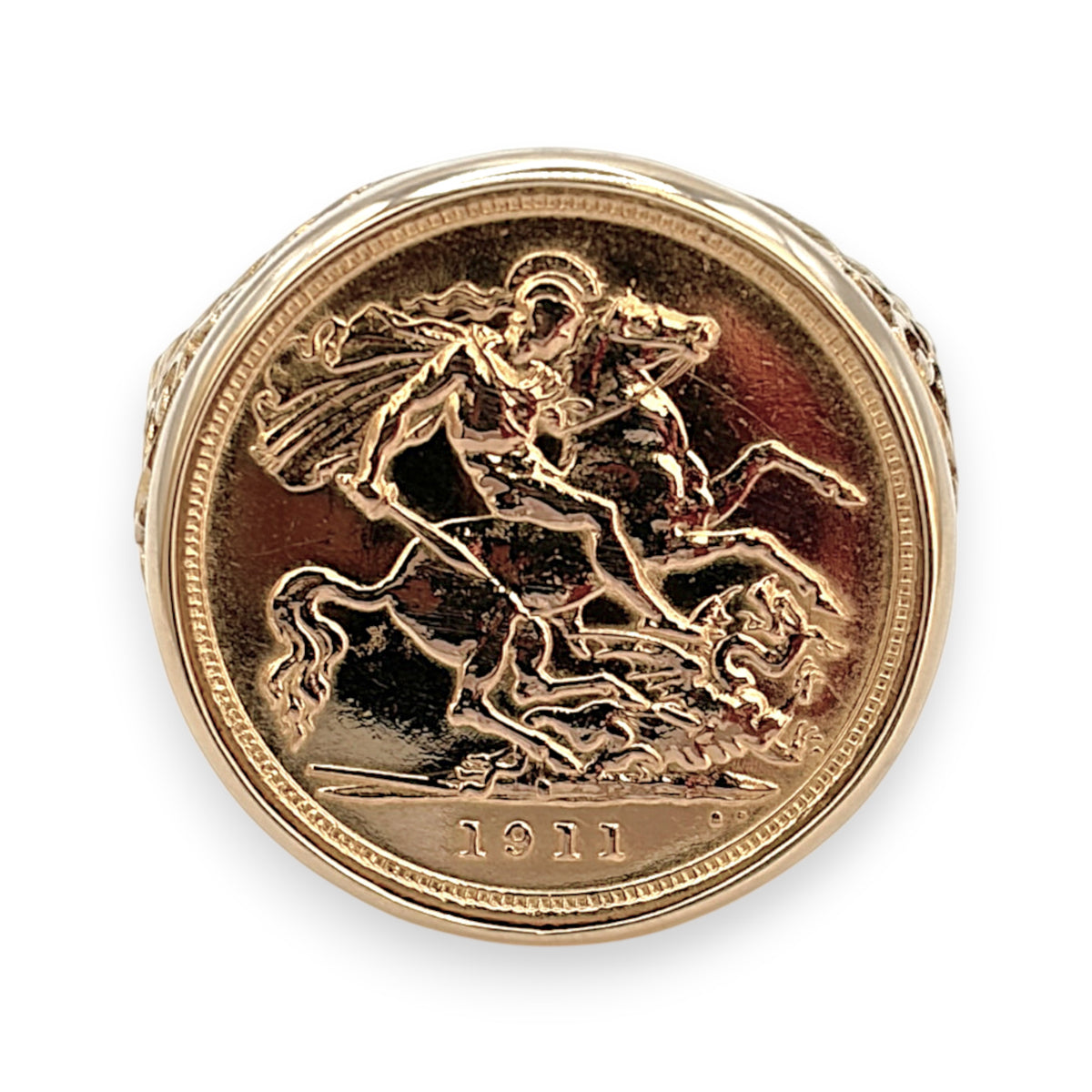 NZGD | 22ct 1911 Half Sovereign in 9ct Gold Ring Size V ½