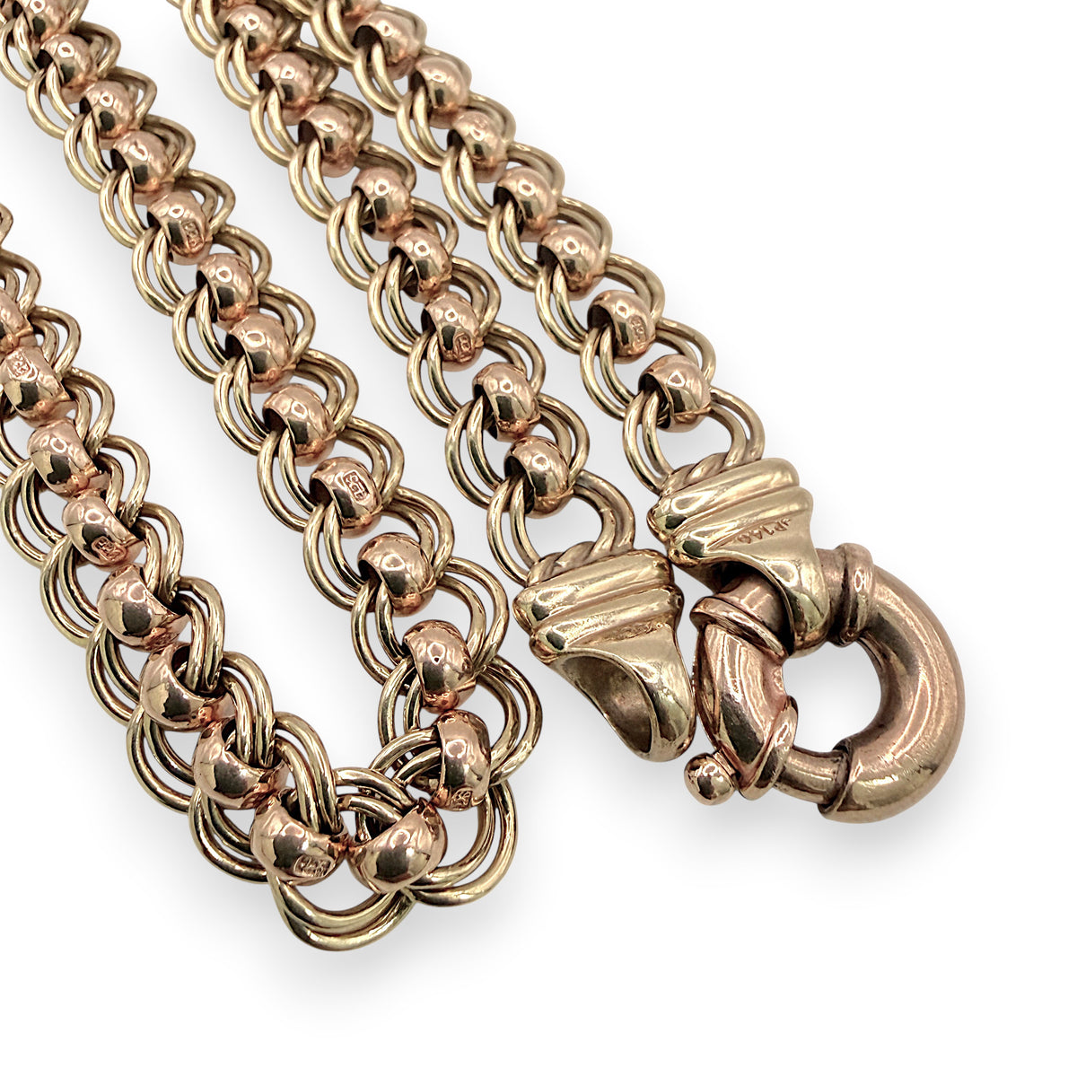 NZGD | 9ct Y/R Gold PROUDS Dual‑Tone Rollo Chain 44cm