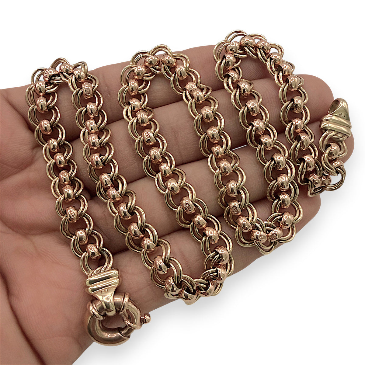 NZGD | 9ct Y/R Gold PROUDS Dual‑Tone Rollo Chain 44cm