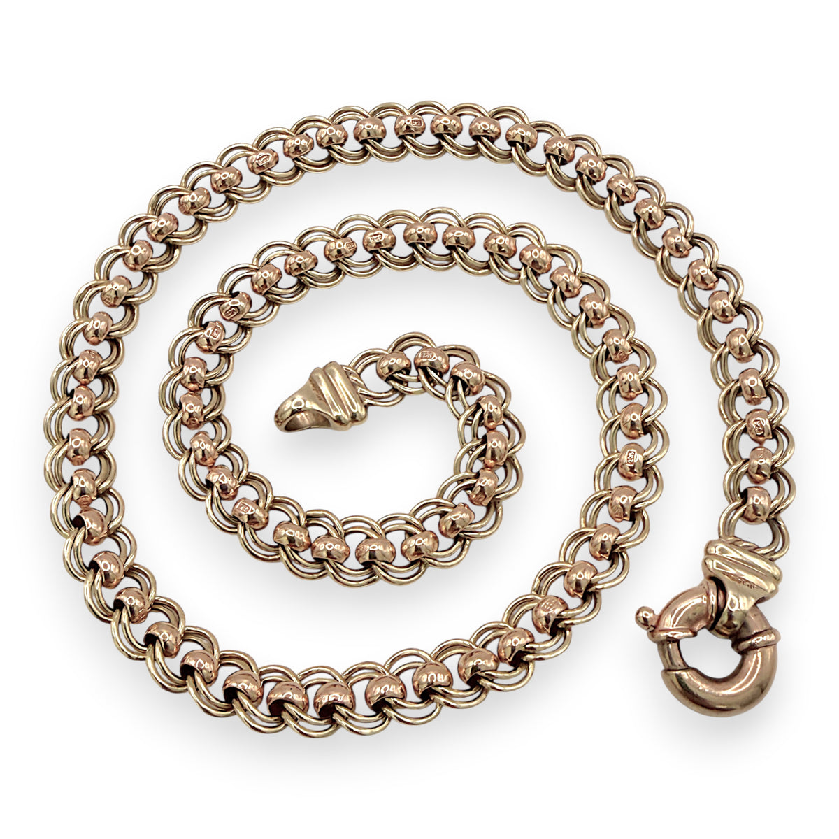NZGD | 9ct Y/R Gold PROUDS Dual‑Tone Rollo Chain 44cm