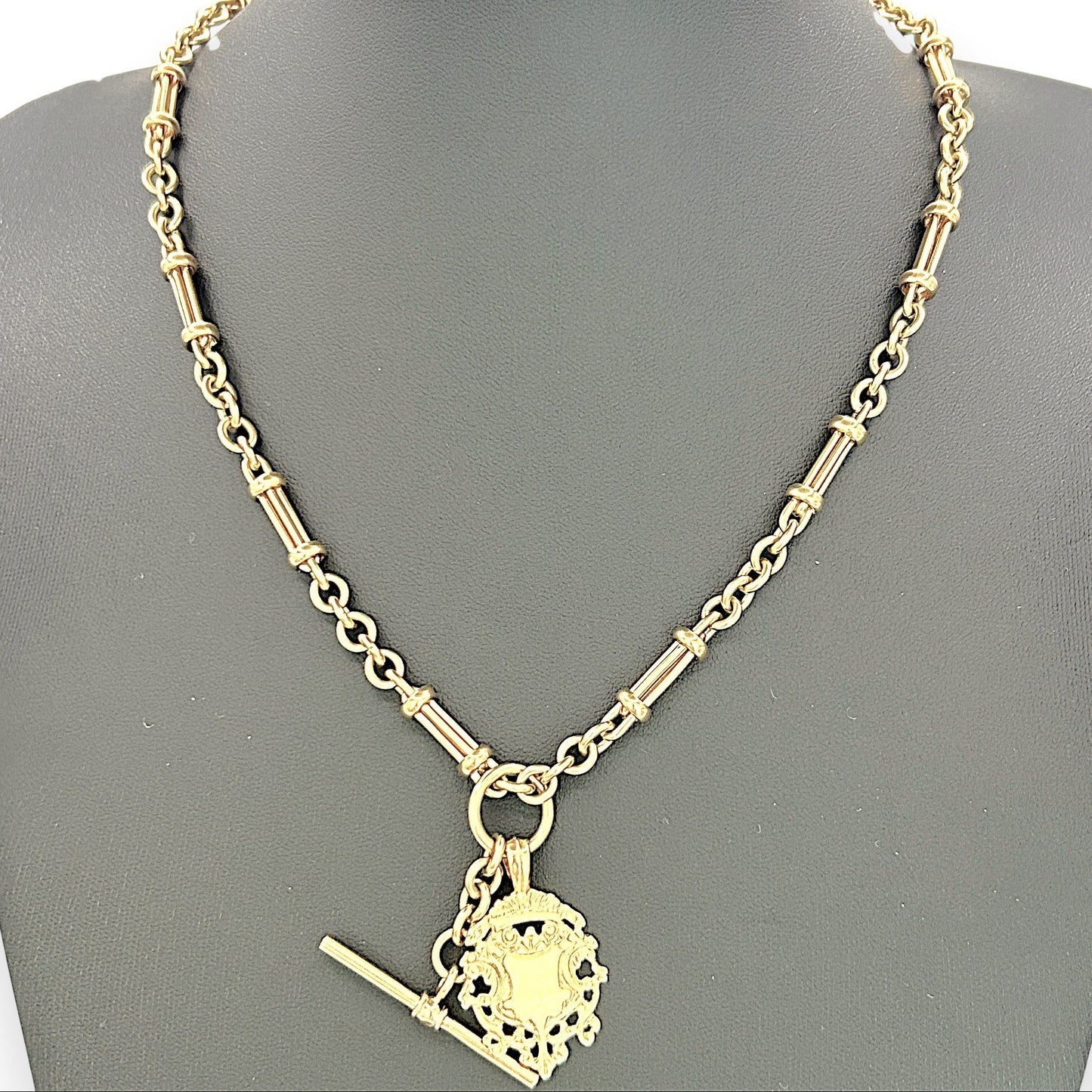 NZGD | 9ct Gold Vintage Sovereign T‑Bar Necklace 49cm