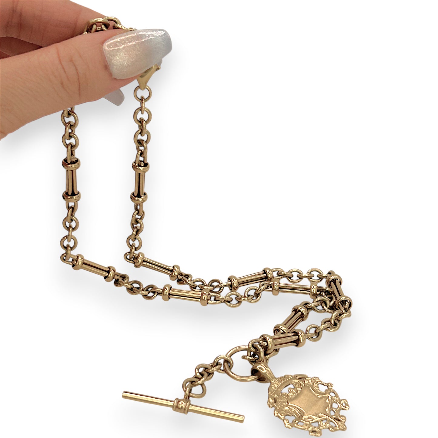 NZGD | 9ct Gold Vintage Sovereign T‑Bar Necklace 49cm