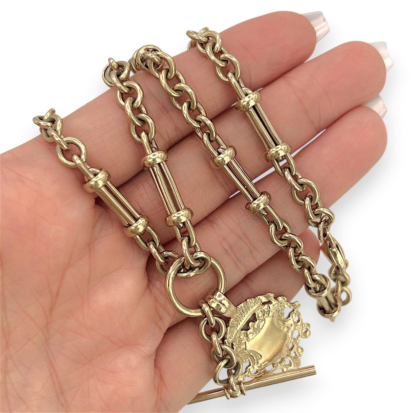 NZGD | 9ct Gold Vintage Sovereign T‑Bar Necklace 49cm