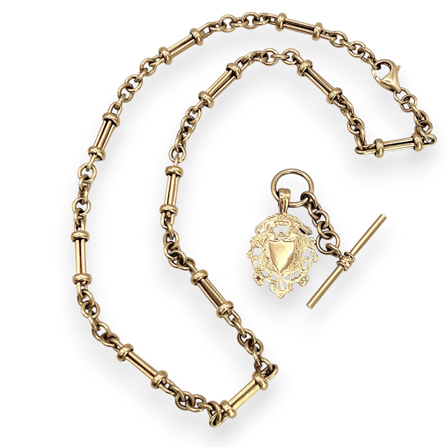 NZGD | 9ct Gold Vintage Sovereign T‑Bar Necklace 49cm