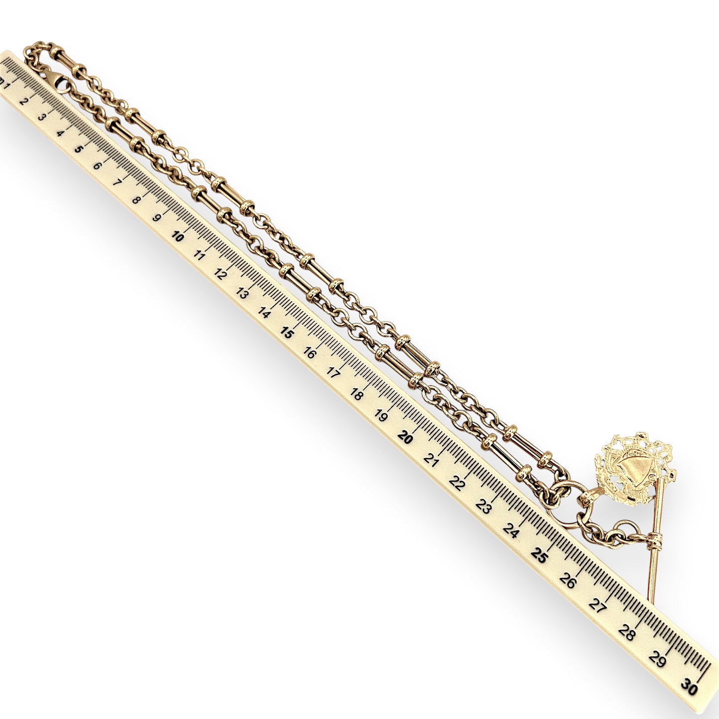 NZGD | 9ct Gold Vintage Sovereign T‑Bar Necklace 49cm