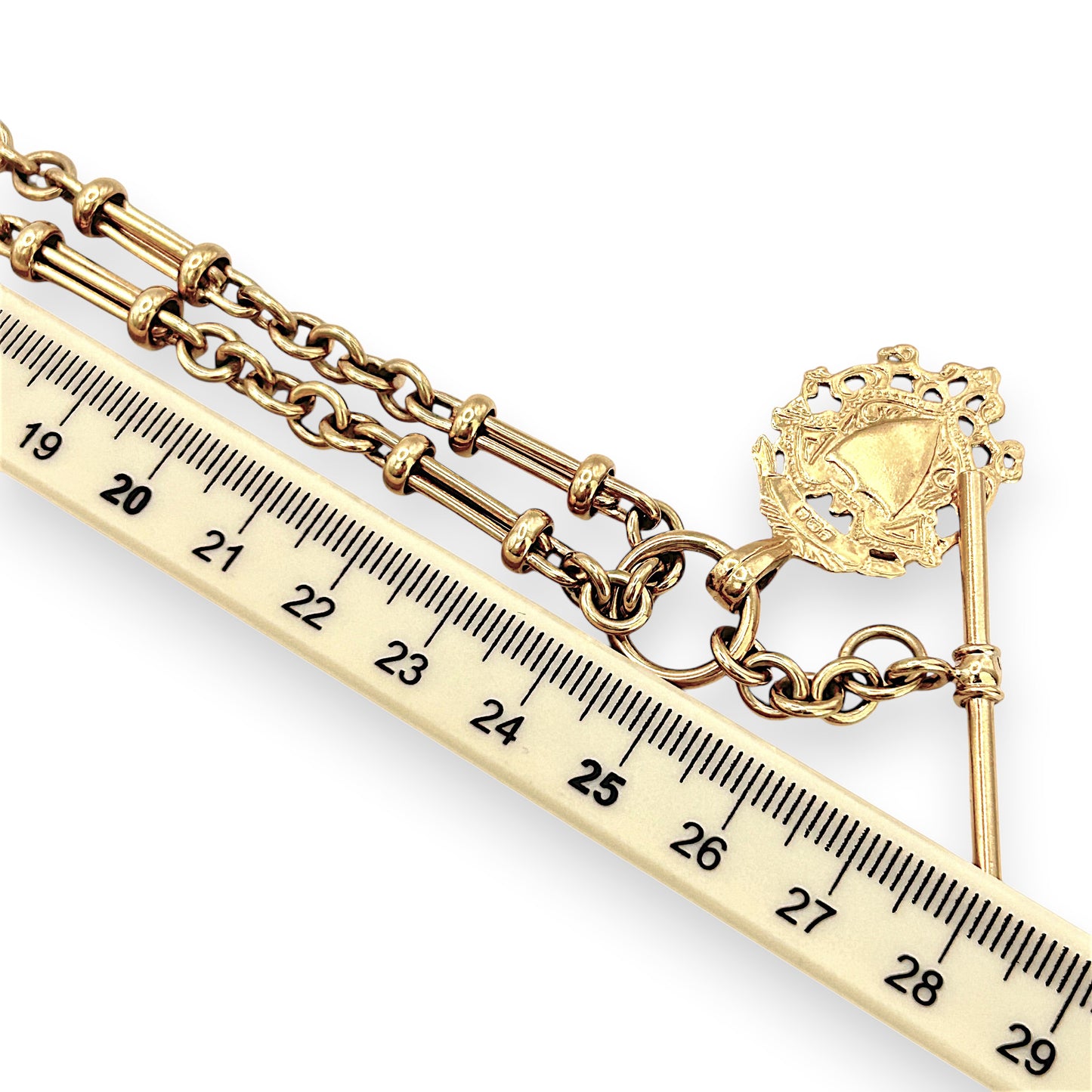 NZGD | 9ct Gold Vintage Sovereign T‑Bar Necklace 49cm