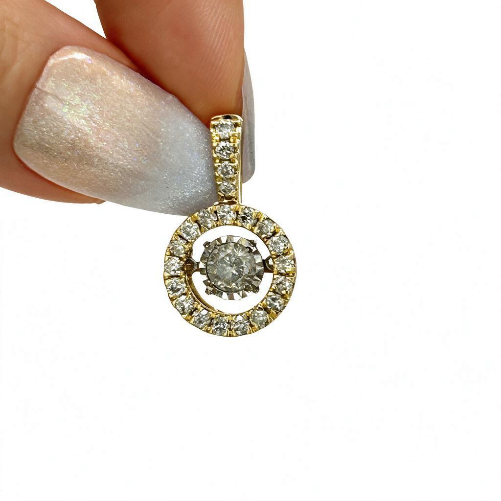 NZGD | Michael Hill 14ct Gold Diamond Halo Drop Pendant 21mm