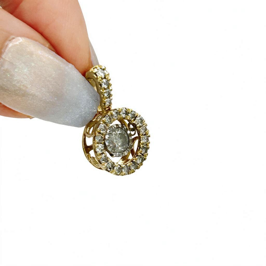 NZGD | Michael Hill 14ct Gold Diamond Halo Drop Pendant 21mm