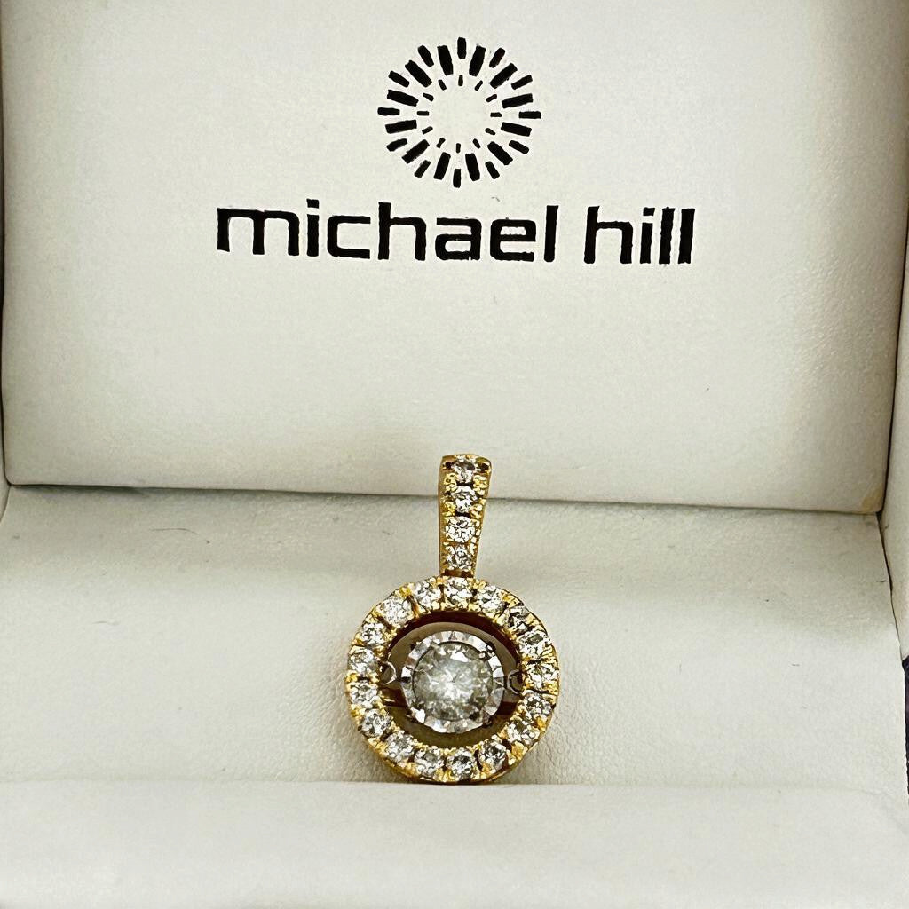 NZGD | Michael Hill 14ct Gold Diamond Halo Drop Pendant 21mm