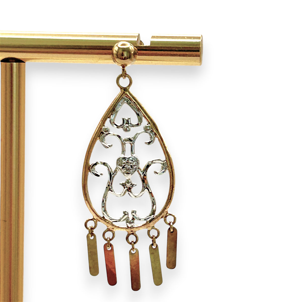 NZGD | 9ct Y/W Gold Golden Breeze Filigree Drops 3.5cm