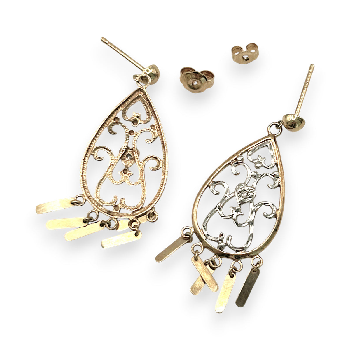 NZGD | 9ct Y/W Gold Golden Breeze Filigree Drops 3.5cm