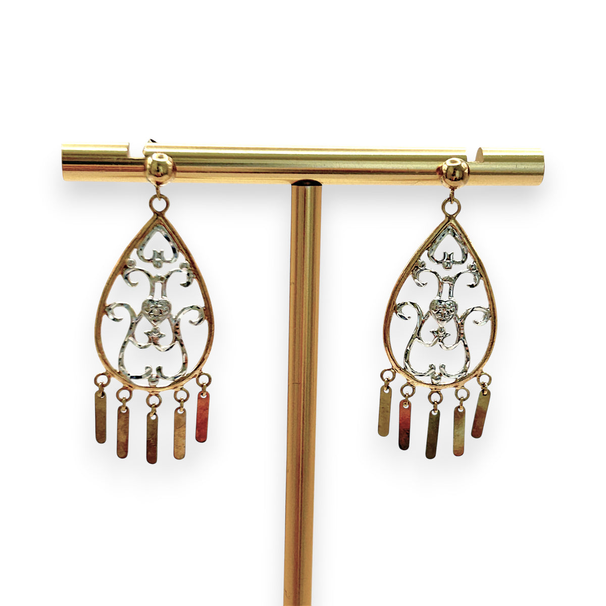 NZGD | 9ct Y/W Gold Golden Breeze Filigree Drops 3.5cm