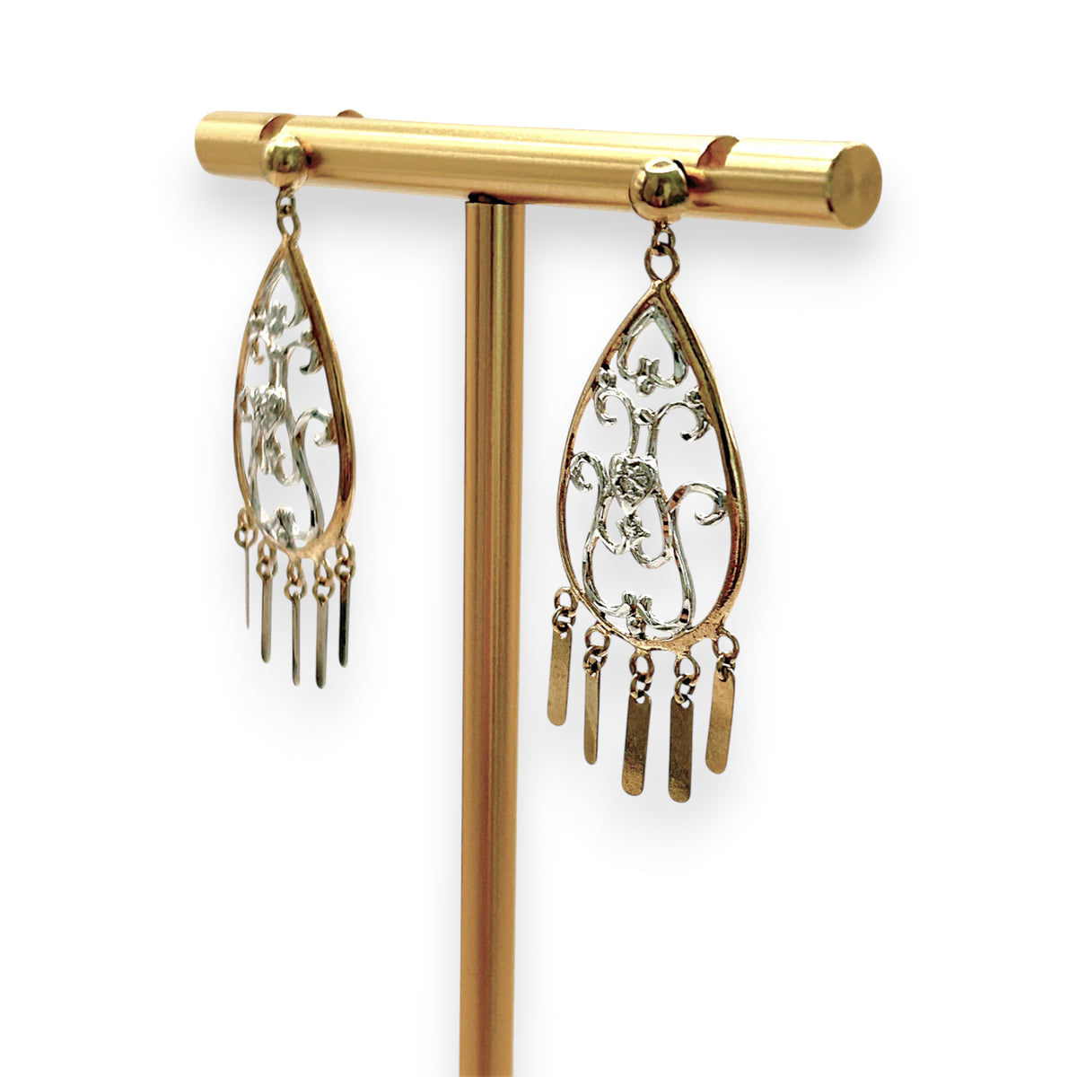 NZGD | 9ct Y/W Gold Golden Breeze Filigree Drops 3.5cm