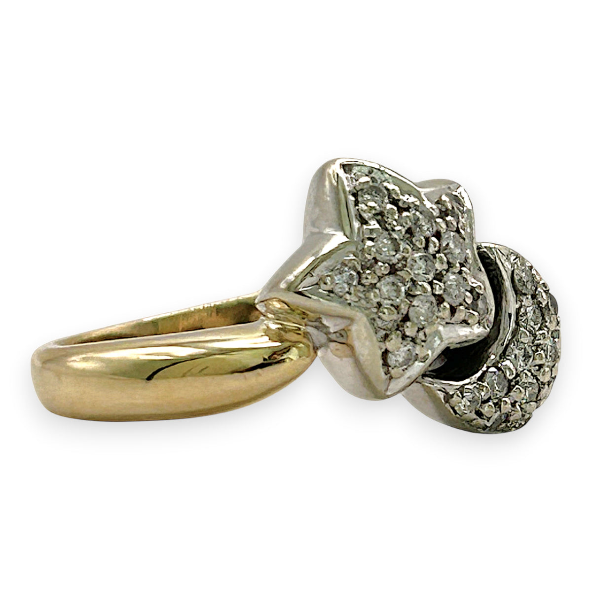 NZGD | 14ct Gold Celestial Star & Moon Glow Ring Valuation $3,000