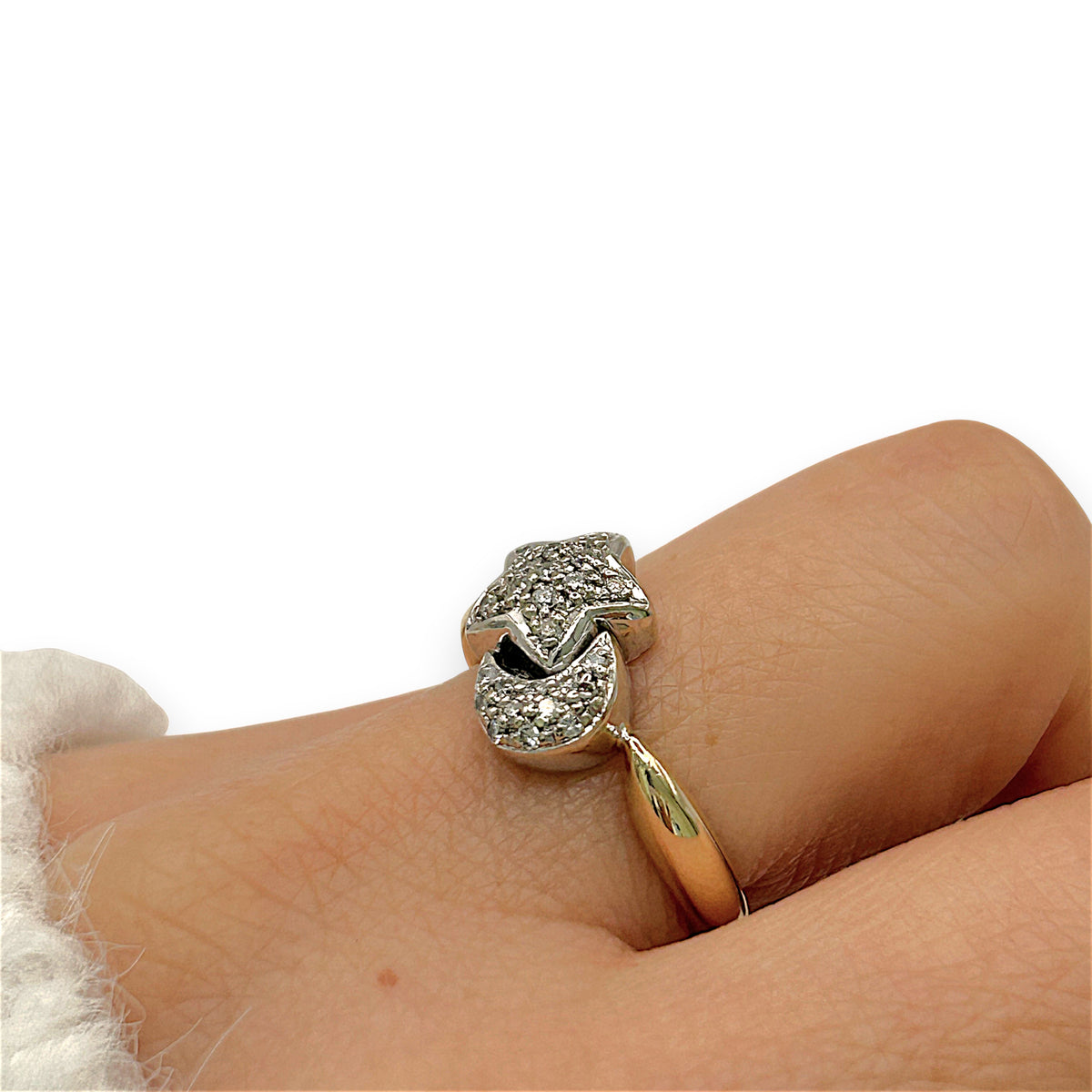 NZGD | 14ct Gold Celestial Star & Moon Glow Ring Valuation $3,000