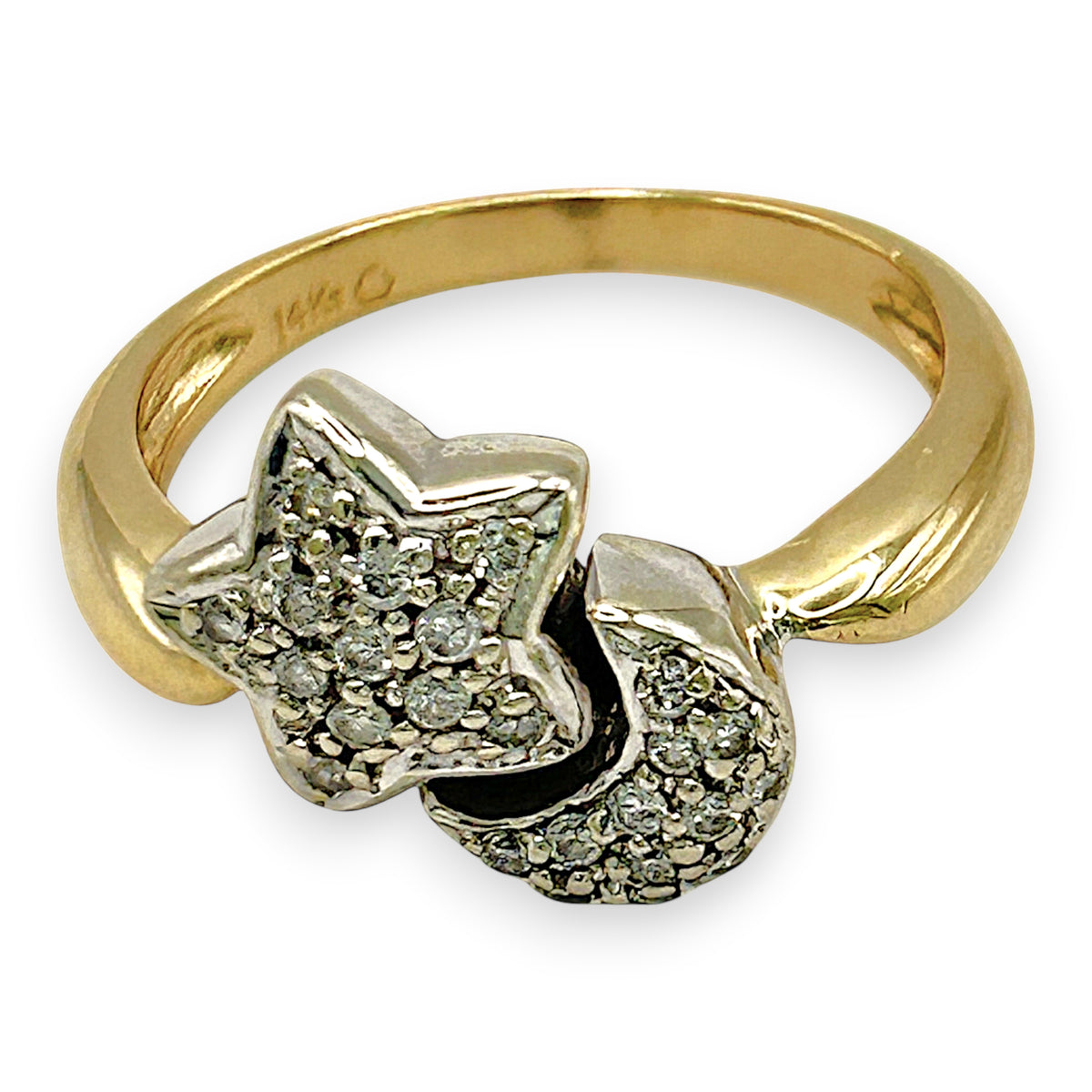 NZGD | 14ct Gold Celestial Star & Moon Glow Ring Valuation $3,000