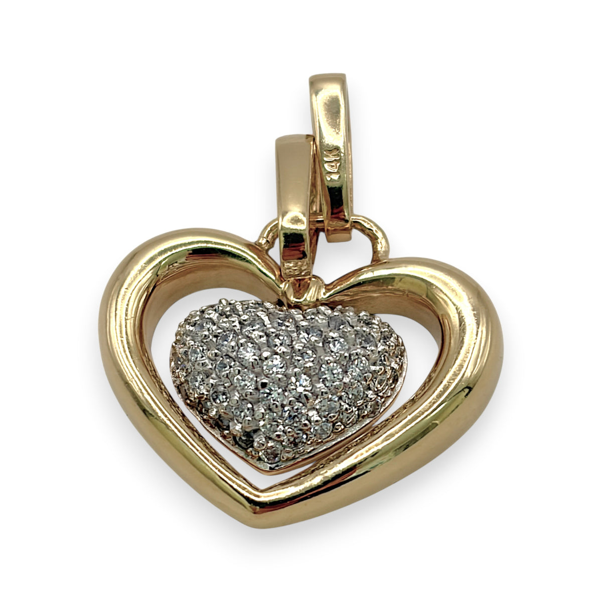 NZGD | 14K Dual‑Tone Gold Infinity Heart Pendant with CZ