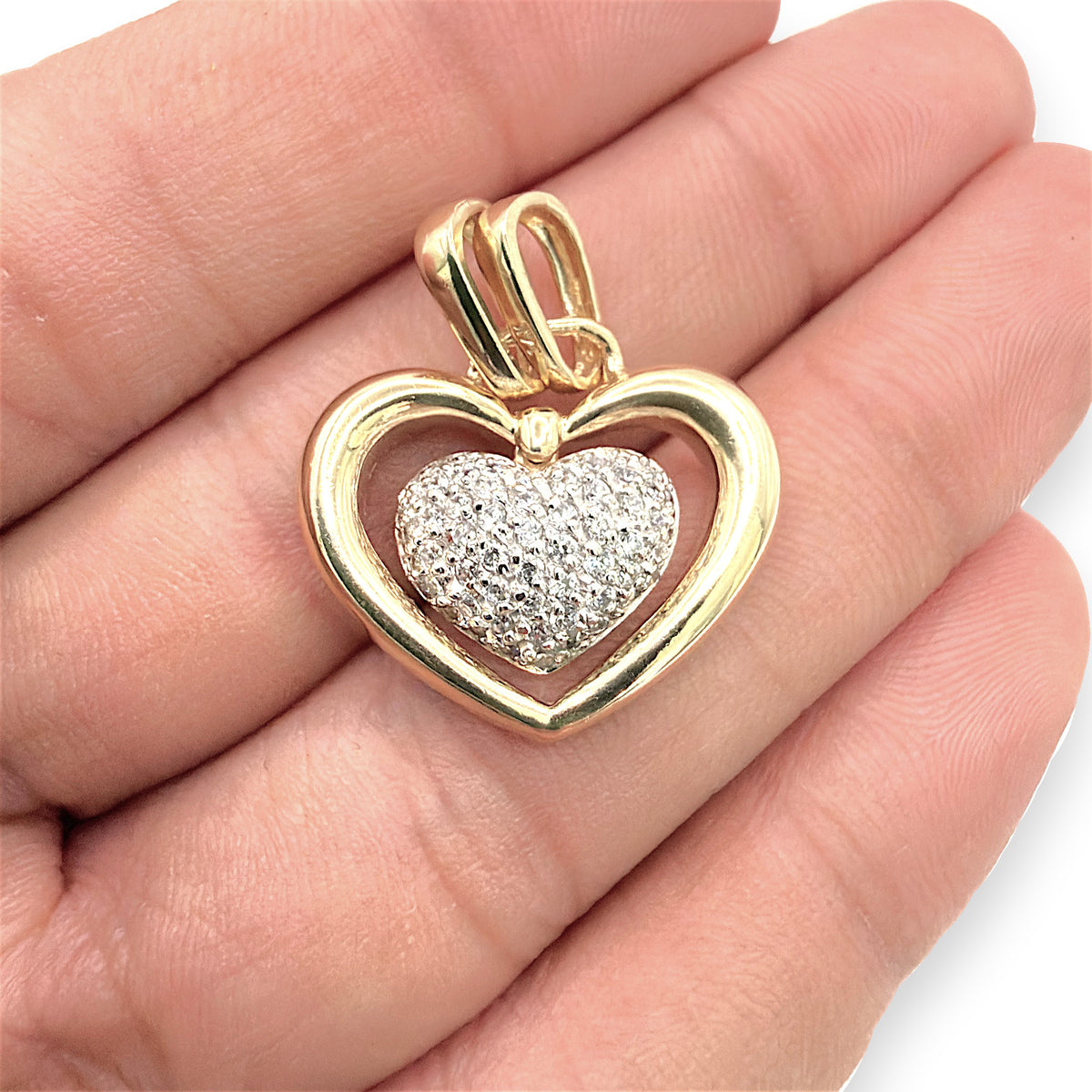 NZGD | 14K Dual‑Tone Gold Infinity Heart Pendant with CZ