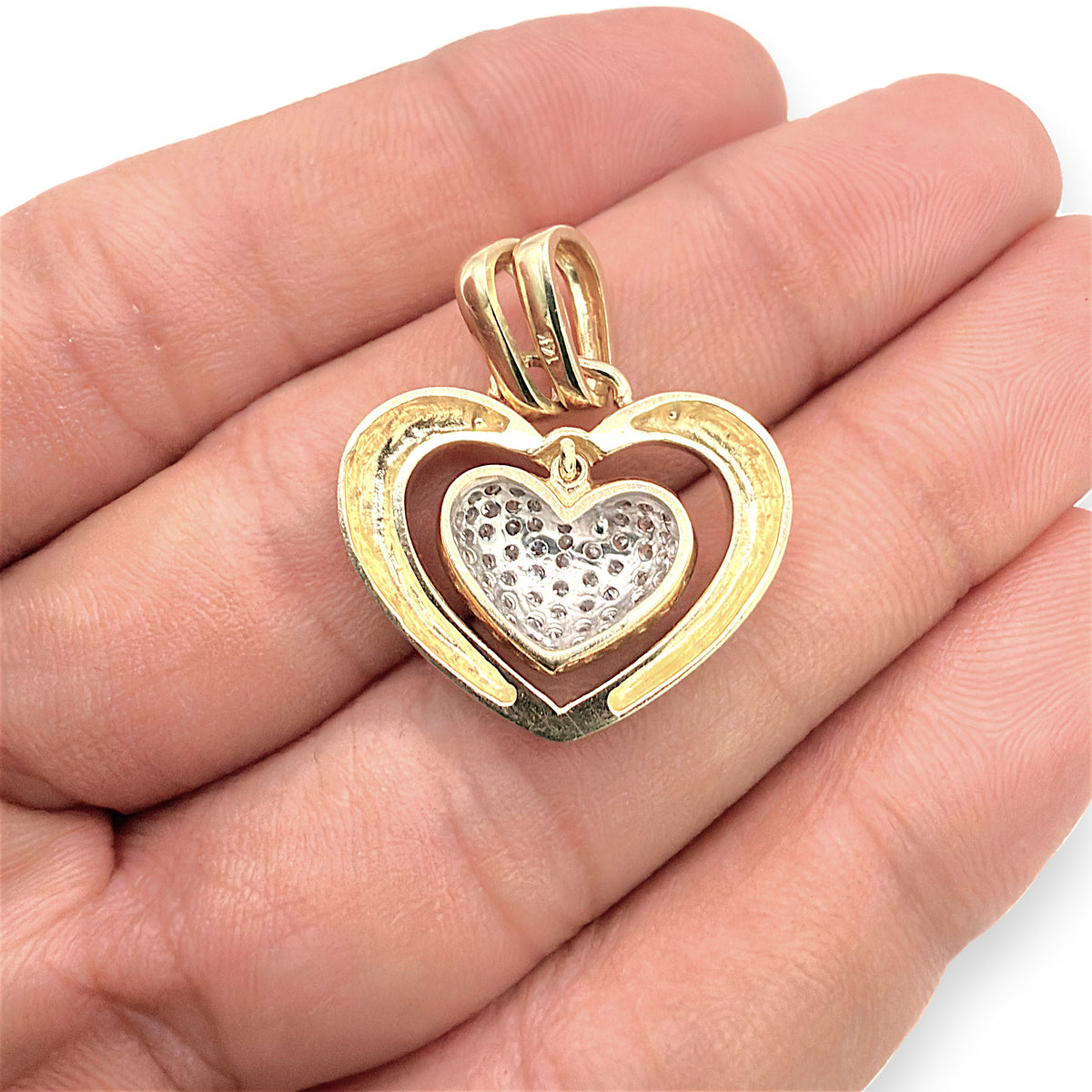 NZGD | 14K Dual‑Tone Gold Infinity Heart Pendant with CZ