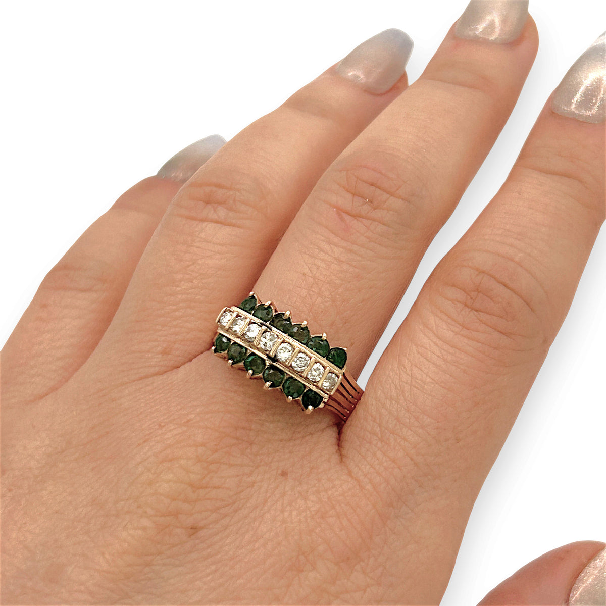 NZGD | 14ct Gold Heirloom Emerald Diamond Ring Valuation $4,000