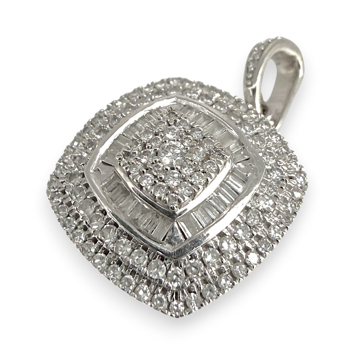 NZGD | 9ct White Gold Frosted Radiance Pendant with Natural Diamonds