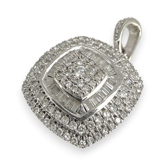 NZGD | 9ct White Gold Frosted Radiance Pendant with Natural Diamonds