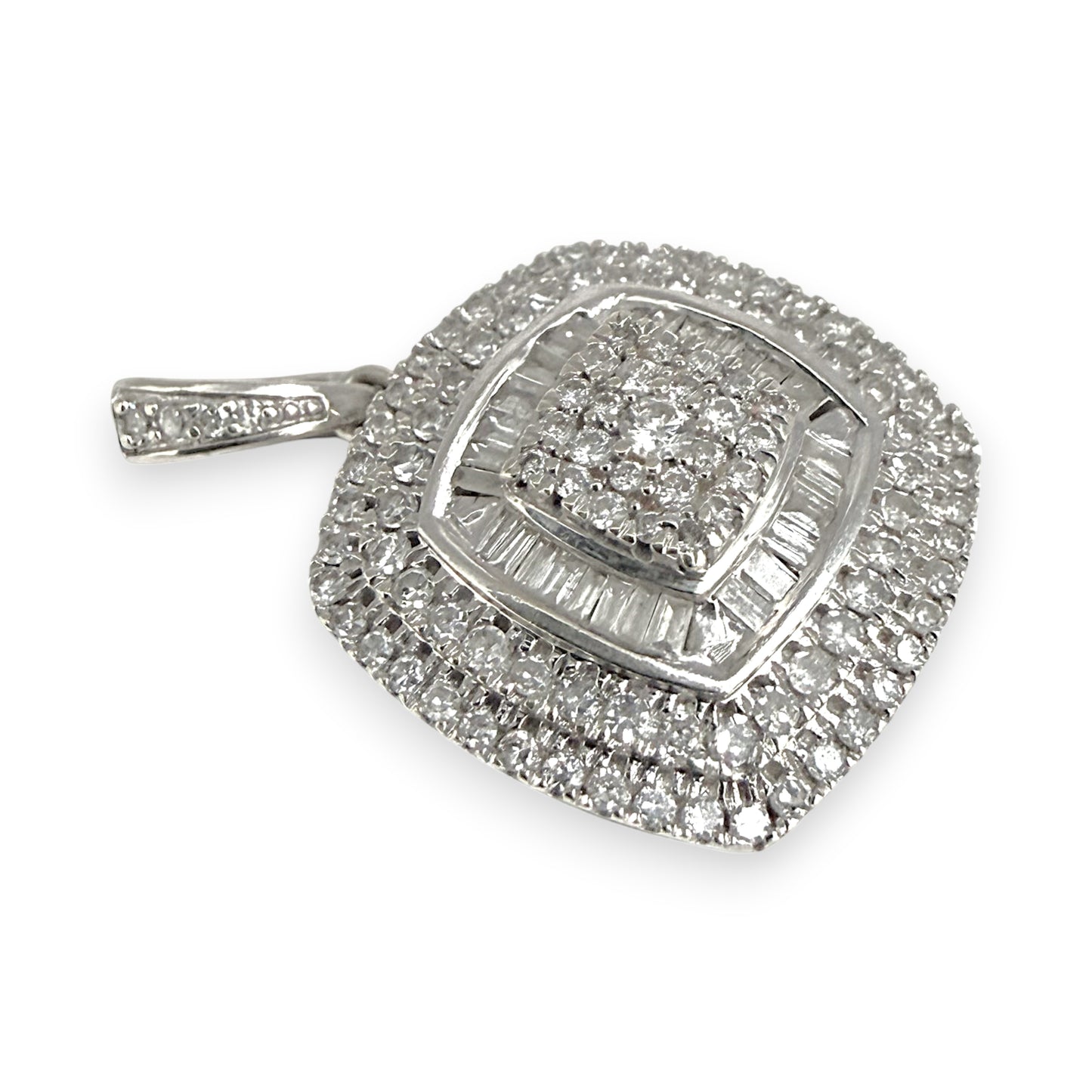 NZGD | 9ct White Gold Frosted Radiance Pendant with Natural Diamonds