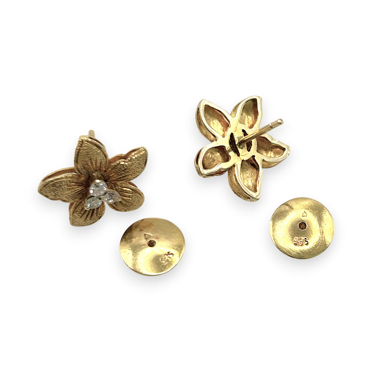 NZGD | 14ct Gold Floral Dawn Diamond Petal Earrings