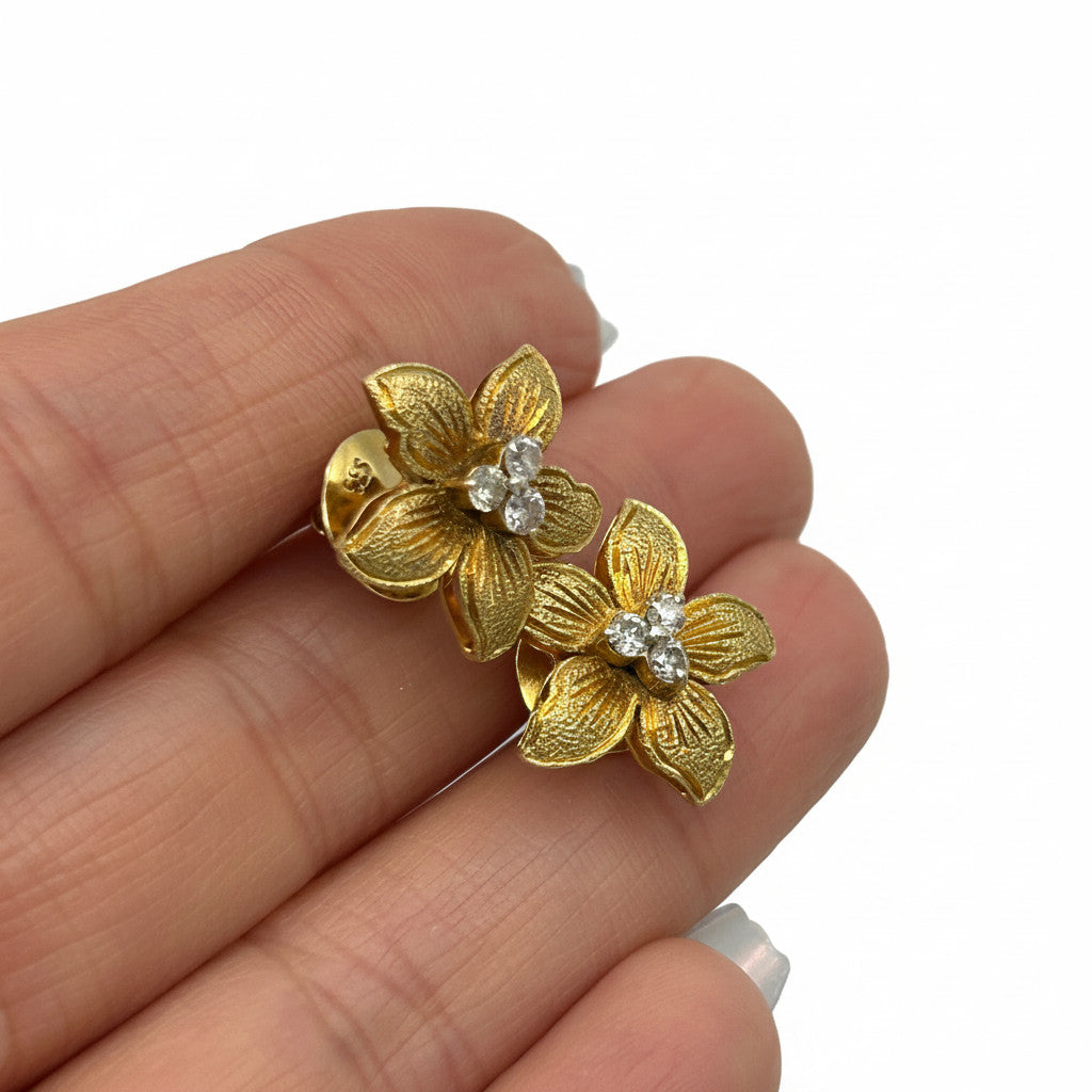 NZGD | 14ct Gold Floral Dawn Diamond Petal Earrings
