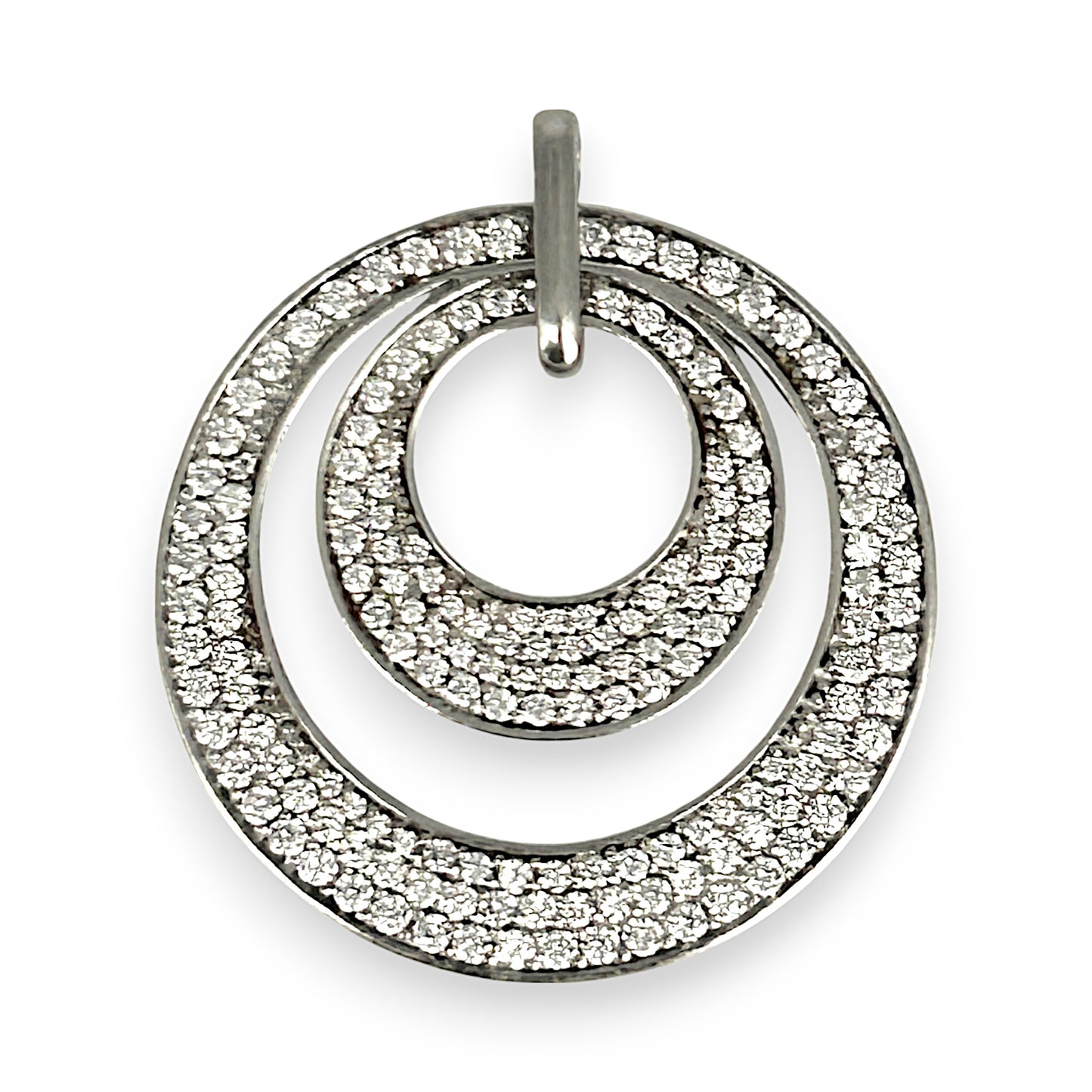 SILVER DEAL | Sterling Silver Lovers' Rings Pendant with Cubic Zirconia
