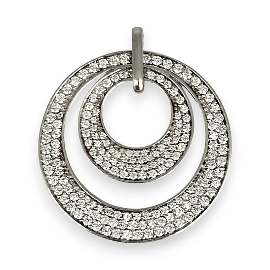 SILVER DEAL | Sterling Silver Lovers' Rings Pendant with Cubic Zirconia