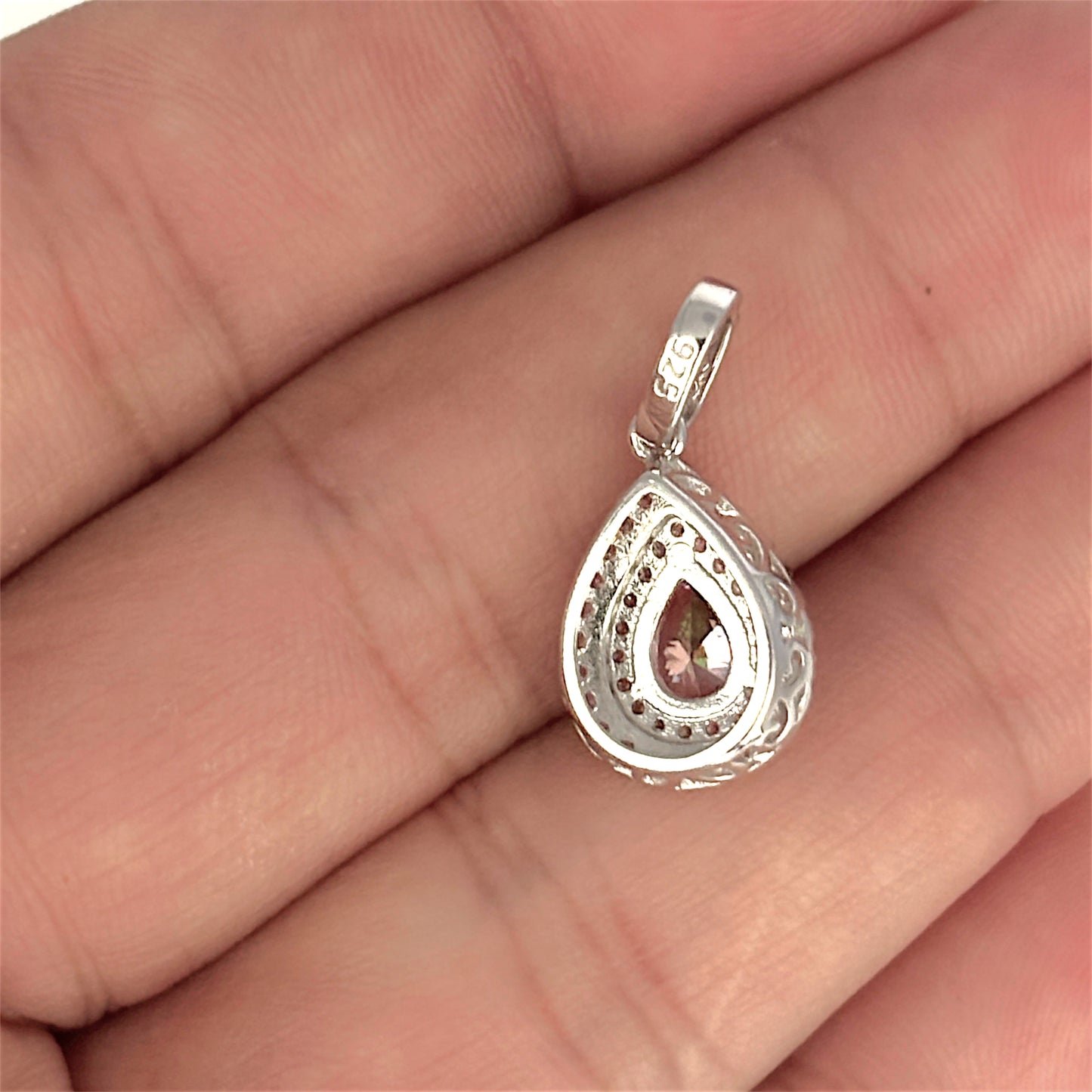 SILVER DEAL | Sterling Silver Refurbished Blush Teardrop Pendant