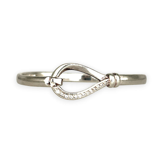SILVER DEAL | Sterling Sliver Catch Oval Bangle with Dazzling CZ