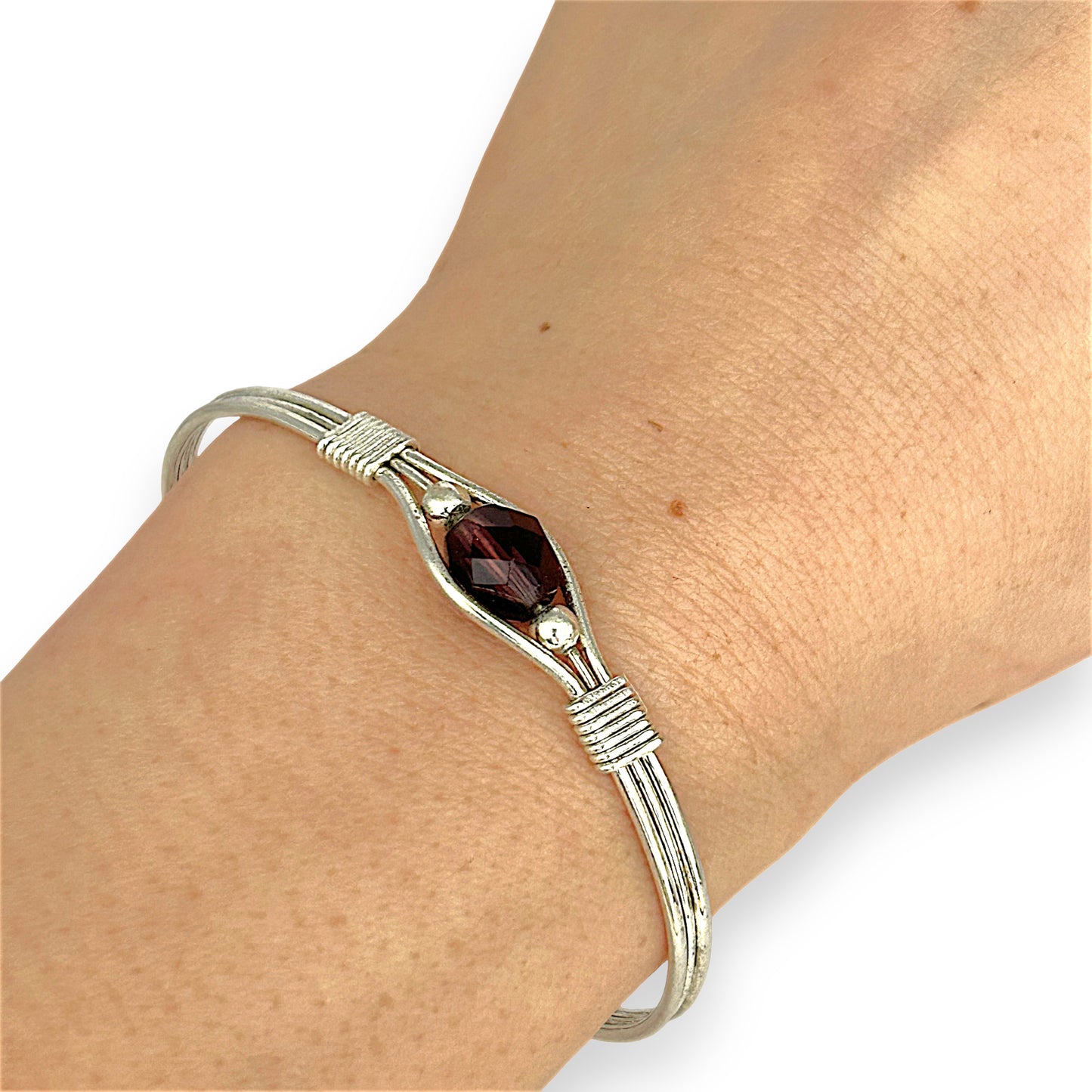 SILVER DEAL | Sterling Silver Velvet Orbit  Bangle Bracelet