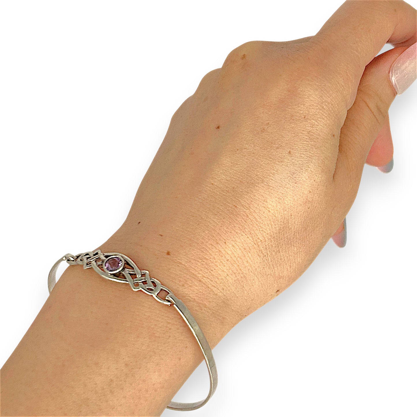 SILVER DEAL | Sterling Silver - Whispering Violets Amethyst Bangle 62.9mm