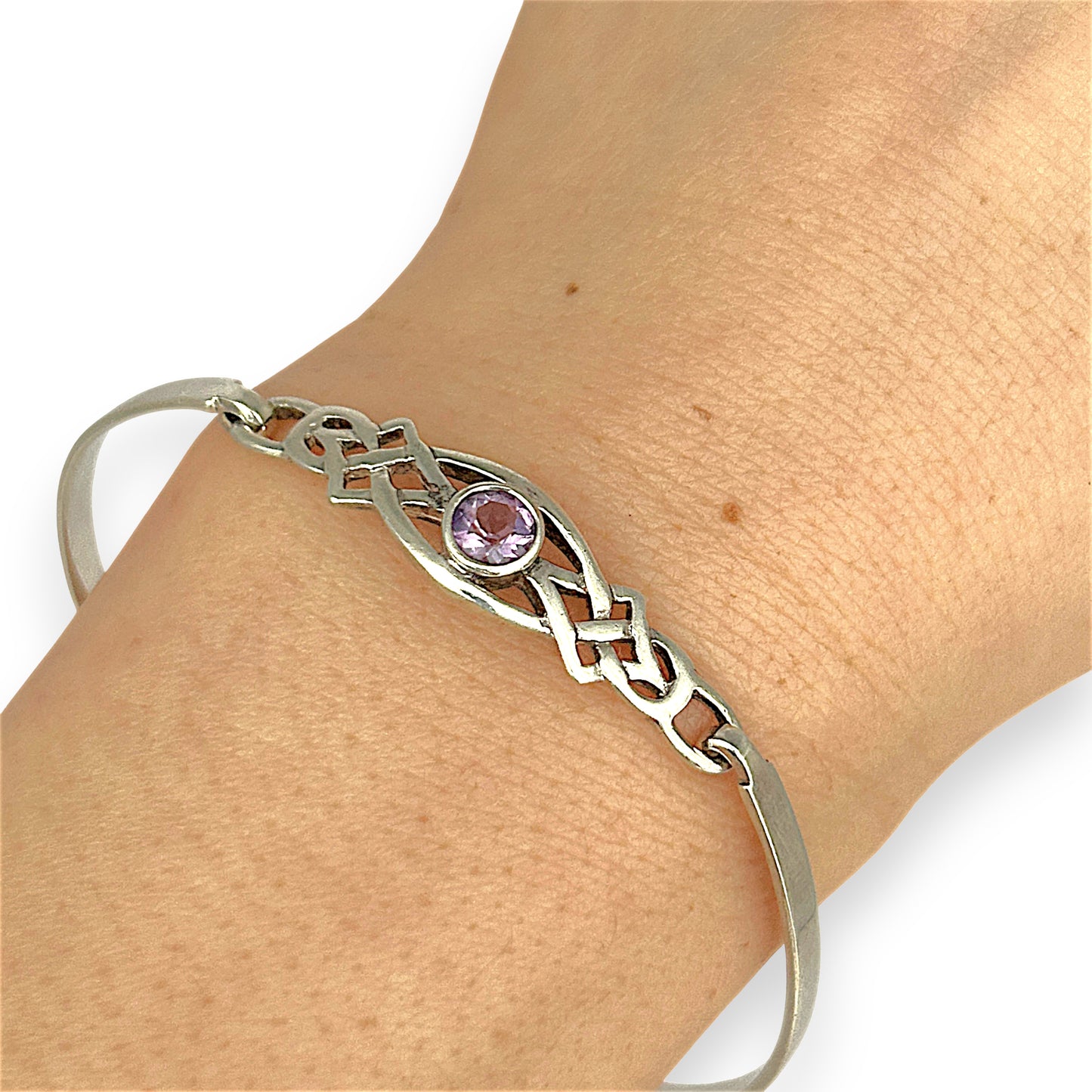 SILVER DEAL | Sterling Silver - Whispering Violets Amethyst Bangle 62.9mm