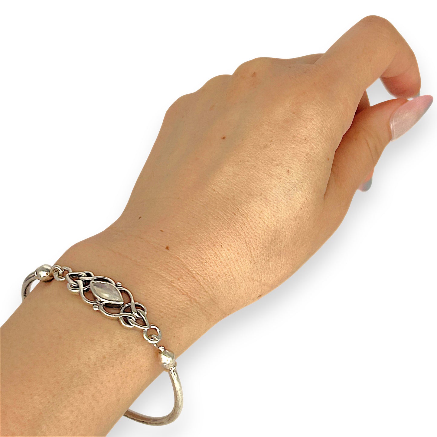 SILVER DEAL | Sterling Silver Moonlace Marquise Oval Bangle 61.2mm