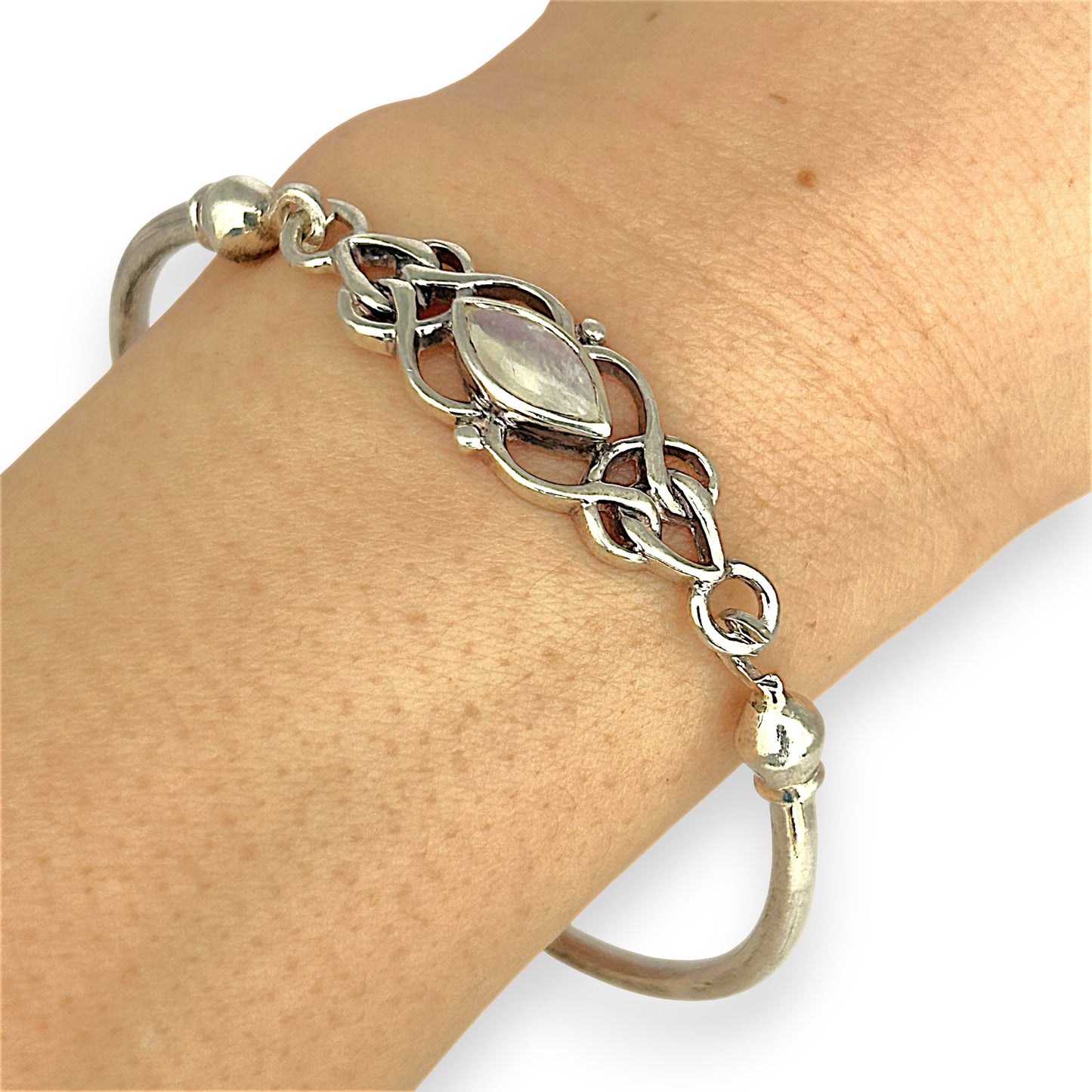 SILVER DEAL | Sterling Silver Moonlace Marquise Oval Bangle 61.2mm